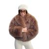 Vintage Brown Faux Fur Coat Short Warm Winter Streetwear Women