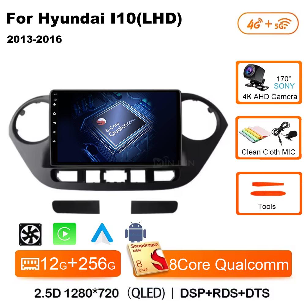 Android 14 For Hyundai I10 2 2013 -2018 LHD 2K QLED Stereo Car Radio Multimedia Video Player GPS CarPlay Auto 4G+WIFI Navigation