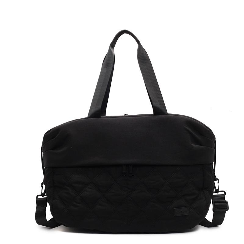 

Простая и повседневная женская дорожная сумка в форме ромба для прогулок и весенних поездок, а также фитнес-сумка с отделением для сухого и мокрого. чёрный