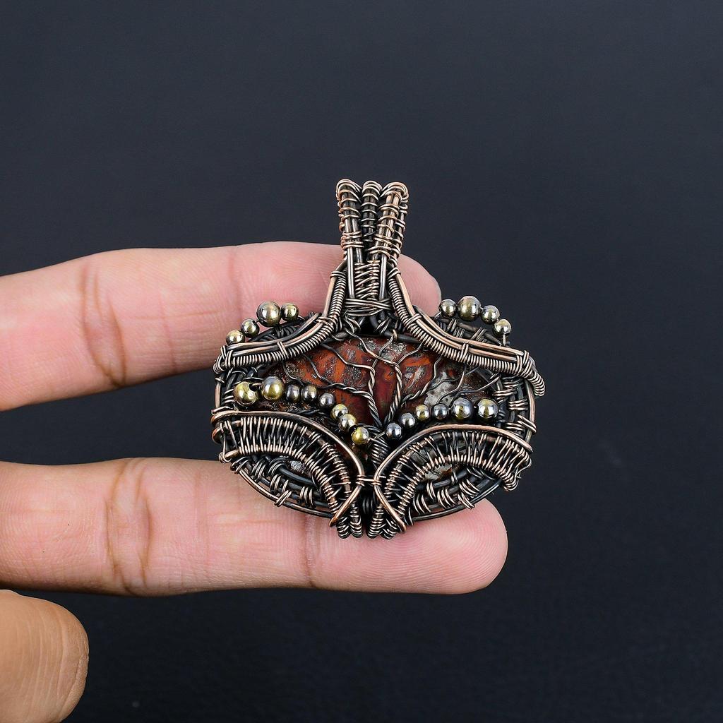 Red River Jasper Pendant, 999 Copper Wire Wrapped Pendant Handmade Gemstone Jewelry, Gifts For Wife Brand New Pendant