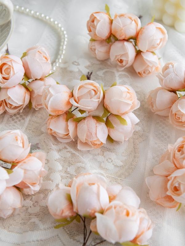 Artificial Flowers Silk Mini Bouquet High Quality Outdoor Garden Wedding Wreath Home Room Table Decora Scrapbook Bridal Diy Gift