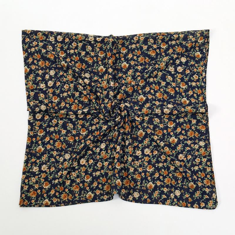 New Printed Chiffon Bag Head Square Scarf Small Floral Ethnic Headscarf Women's Sunscreen Shawl