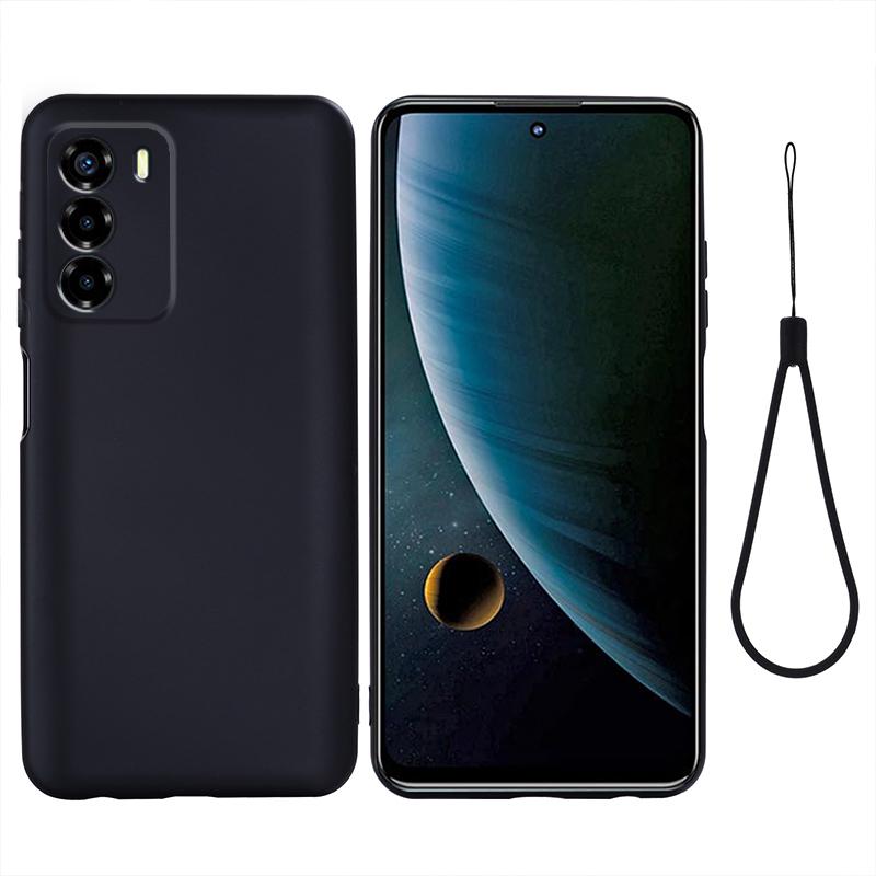 Płynne silikonowe etui do ZTE Blade V40 Vita, Miękka wyściółka, Odporne na zarysowania etui na telefon z paskiem