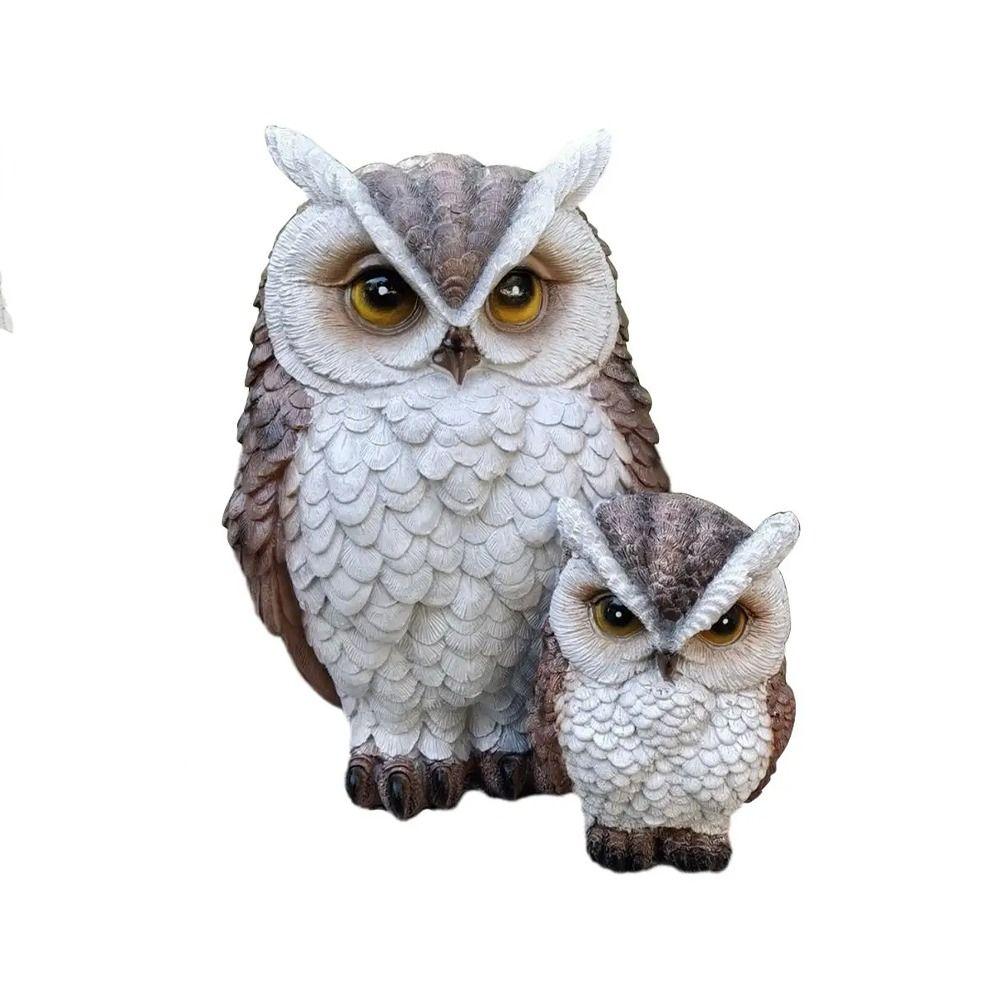 

Cute Owl Statue Creative Owl Figurines Garden Decoration Animal Bird Sculpture Tabletop коричневый