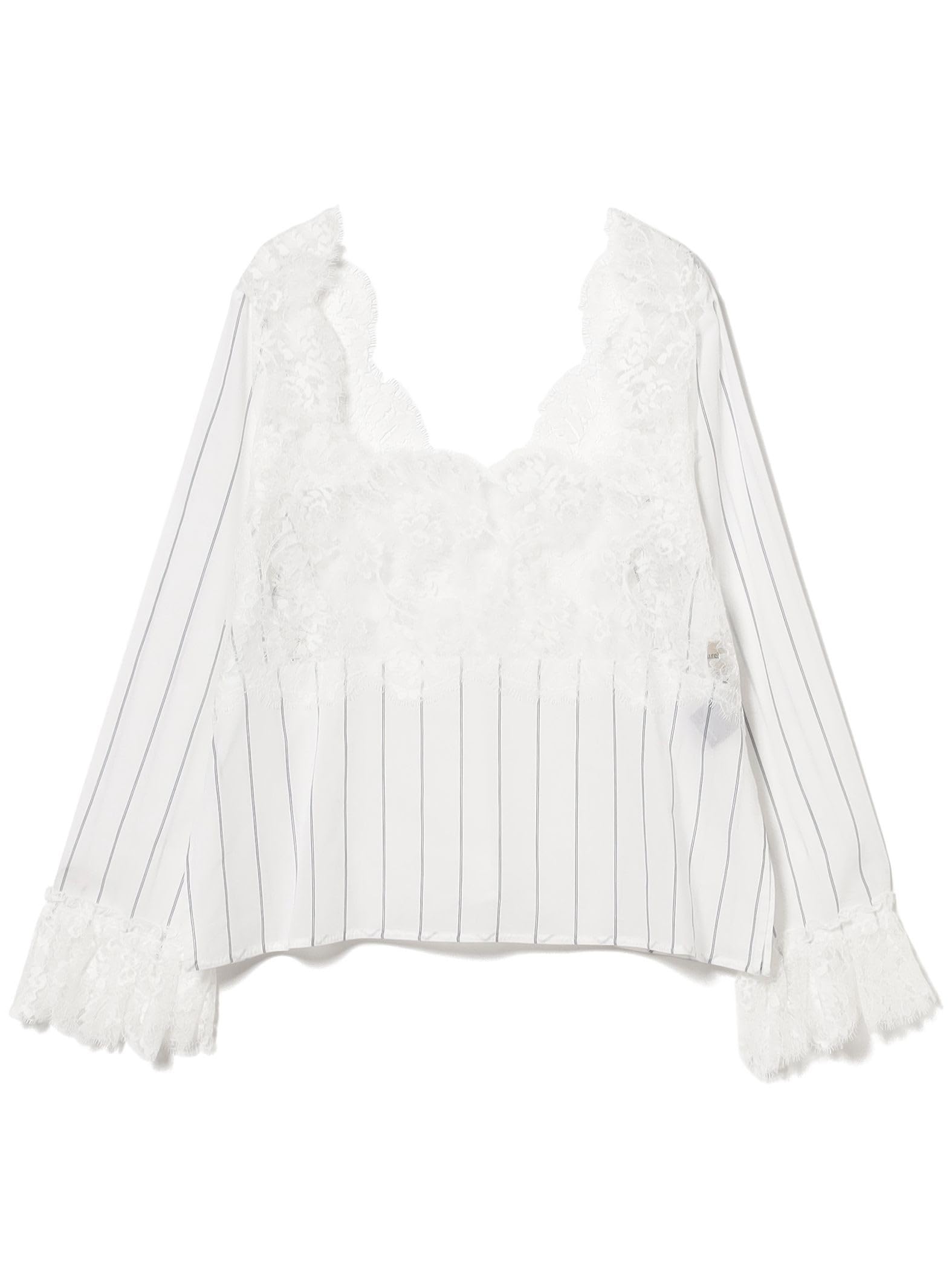 

Beams Boy Women s Large/Small Lace & Stripe Shirt, Size M, White, 13110448803