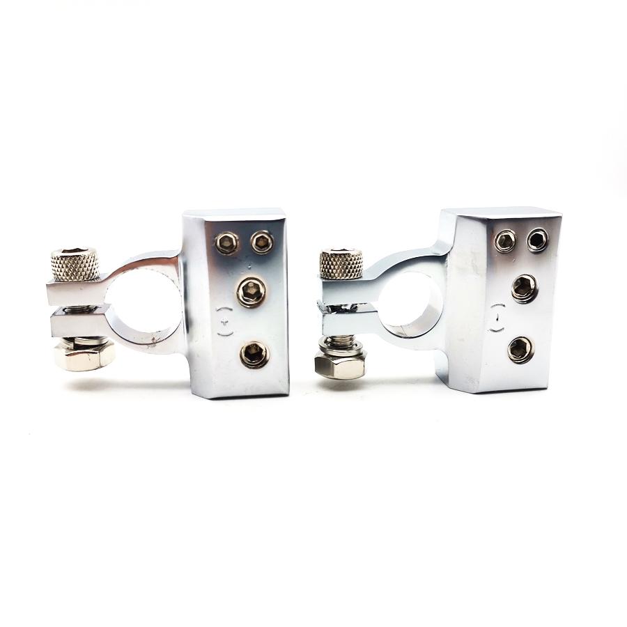 Pair Silver Tone Car Postive Negative Battery Terminals Clamp 2 4 8 Gauge Car
