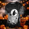 Men's Casual Corduroy Short Sleeve Lightweight Breathable Round Neck Shirt Halloween Print Design Suitable for Everyday Wear
