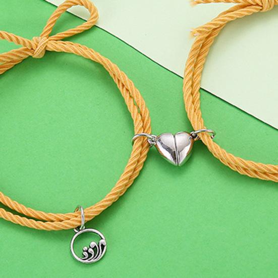 1 Pair Couple Bracelet Heart Magnet Attract Magnetic Decorative All-match Adjustable Jewelry Gift Rubber