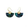 Design Sense Green Texture Fan-shaped Pendant Earrings 2026 New Jewelry Unusual Fashion AccessoriesFor Womens Christmas Earrings