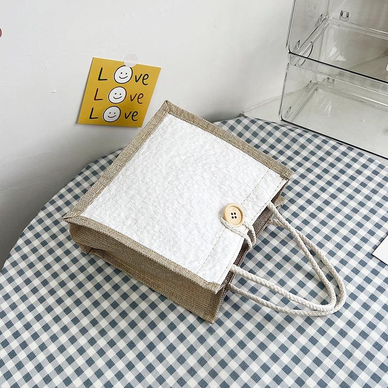 Net Red Floral Canvas Bag Tote Bag Female Style To Work with Rice Simple Out with Bento