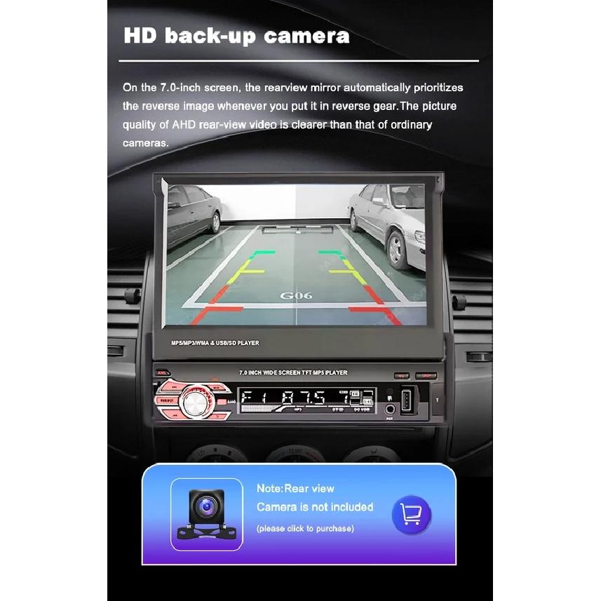 1 Din MP5 Player 7 Inch Carplay Android Auto Universal  Manual Automatic Retractable Touch Screen Car Player FM Radio