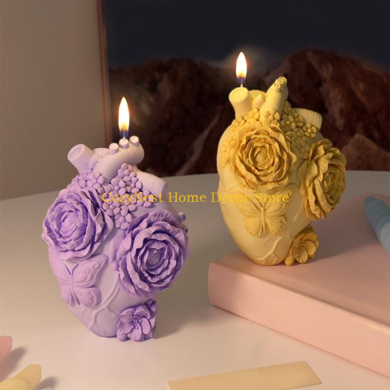 92MF 3D Flower Silicone Molds Plasters Molds Epoxy Resin Molds Flower Heart Candle Molds Ornament Molds Casting Molds China Mainland