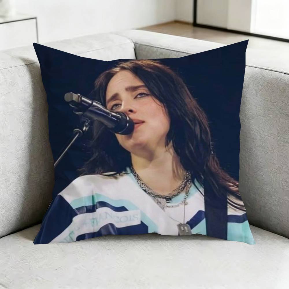 BillieE EEilish Bad Guy Pillow Case Square DoubleSided Sofa Cushion Cover Bedroom Bedside Pillow Gift