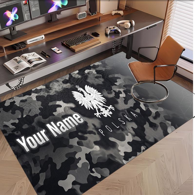 Personalized Crystal Velvet Carpet Poland Football Pattern Non Slip Floor Rug