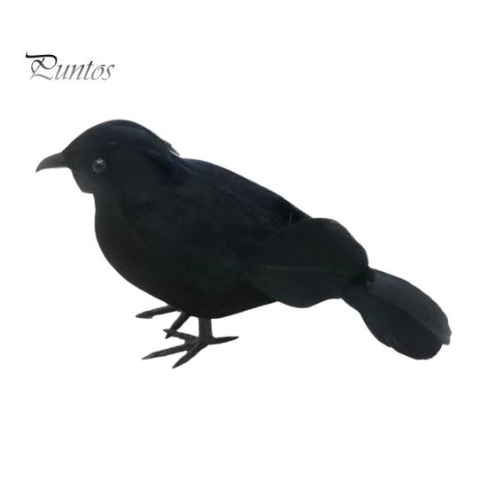 Scary Outdoor Yard Decor Realistic Black Crow Halloween Decor, Lifelike Feathered Raven Figurine Prop Creepy Home Items for Haunted House, Artificial