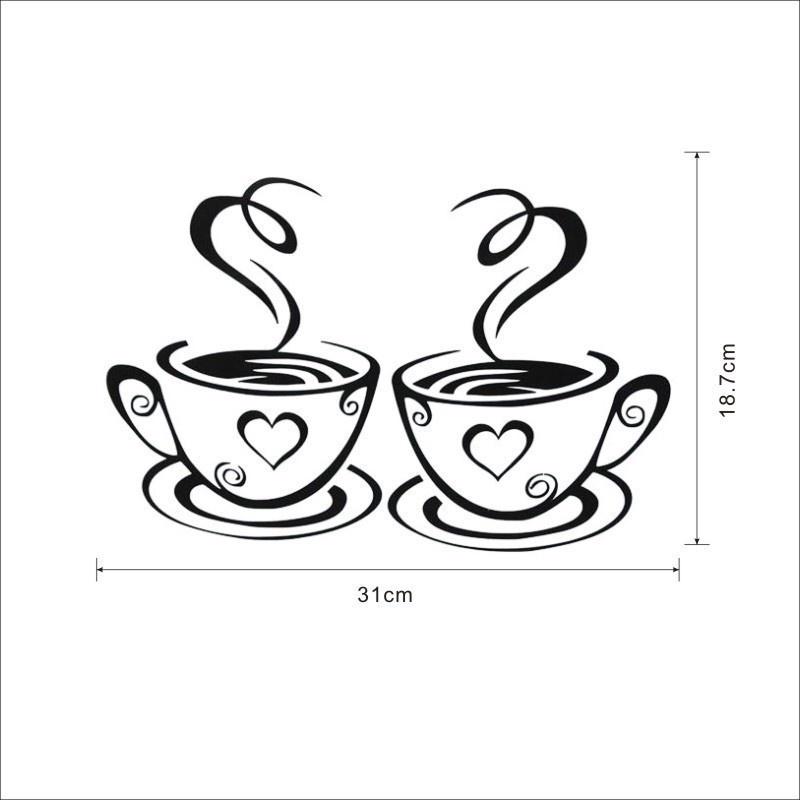 

Mural Beautiful Design Decal Kitchen Restaurant Cafe Tea Wall Stickers Art Vinyl Coffee Cups Stickers Decor (Size: One Size)