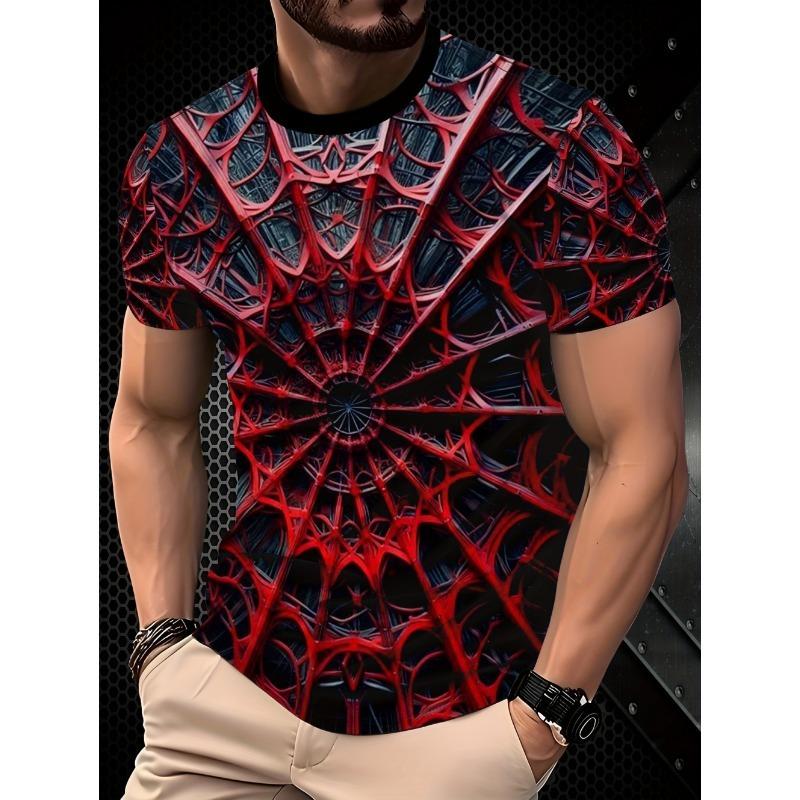 Casual Men's 3D Print Streetwear T-Shirts Spider Design Summer Breathable Round Neck Casual Tee Comfortable Wear Men's Clothing