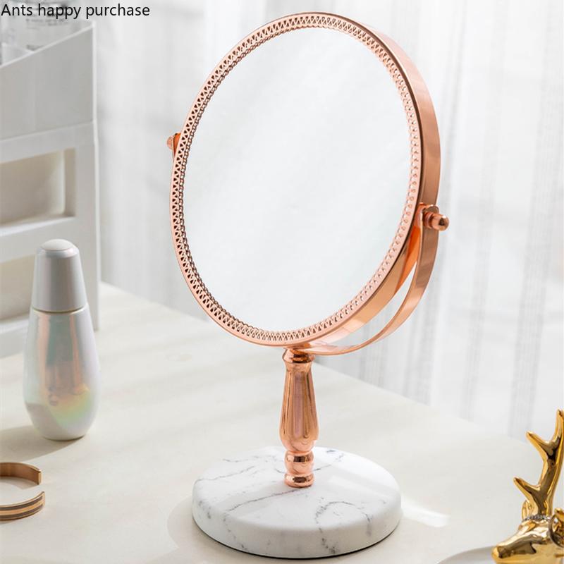 Miroir de Maquillage en Résine Métal Miroir Double Face Miroirs Décoratifs Accessoires Décoration Maison Rotation à 360 Degrés Miroirs de Vanité