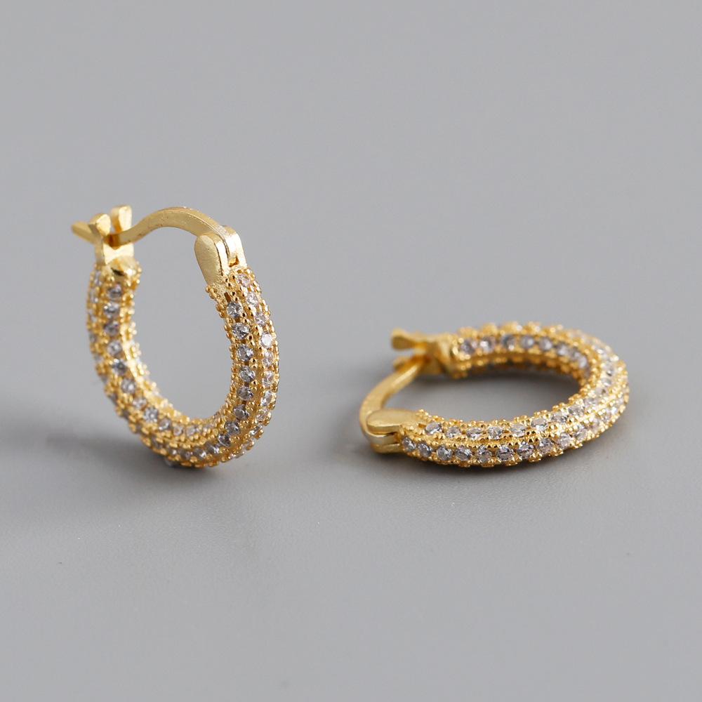Europe Hot Selling 925 Sterling Silver Women Jewelry Hoop Earring 5A CZ Full Inlaid Geometry Fine Huugie Earrings