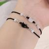 2025 Handmade Black Rope Bracelet Lovers Friends Natural Moonstone Cat Obsidian Charms Adjustable Bracelets Party Jewelry Gifts