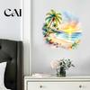 Tropical Landscape Wall Decor Sunset Palm Tree Seaside Decal, Watercolor Summer Beach Sticker, Art Coconut for Kids Bedroom Nursery Home Decorative