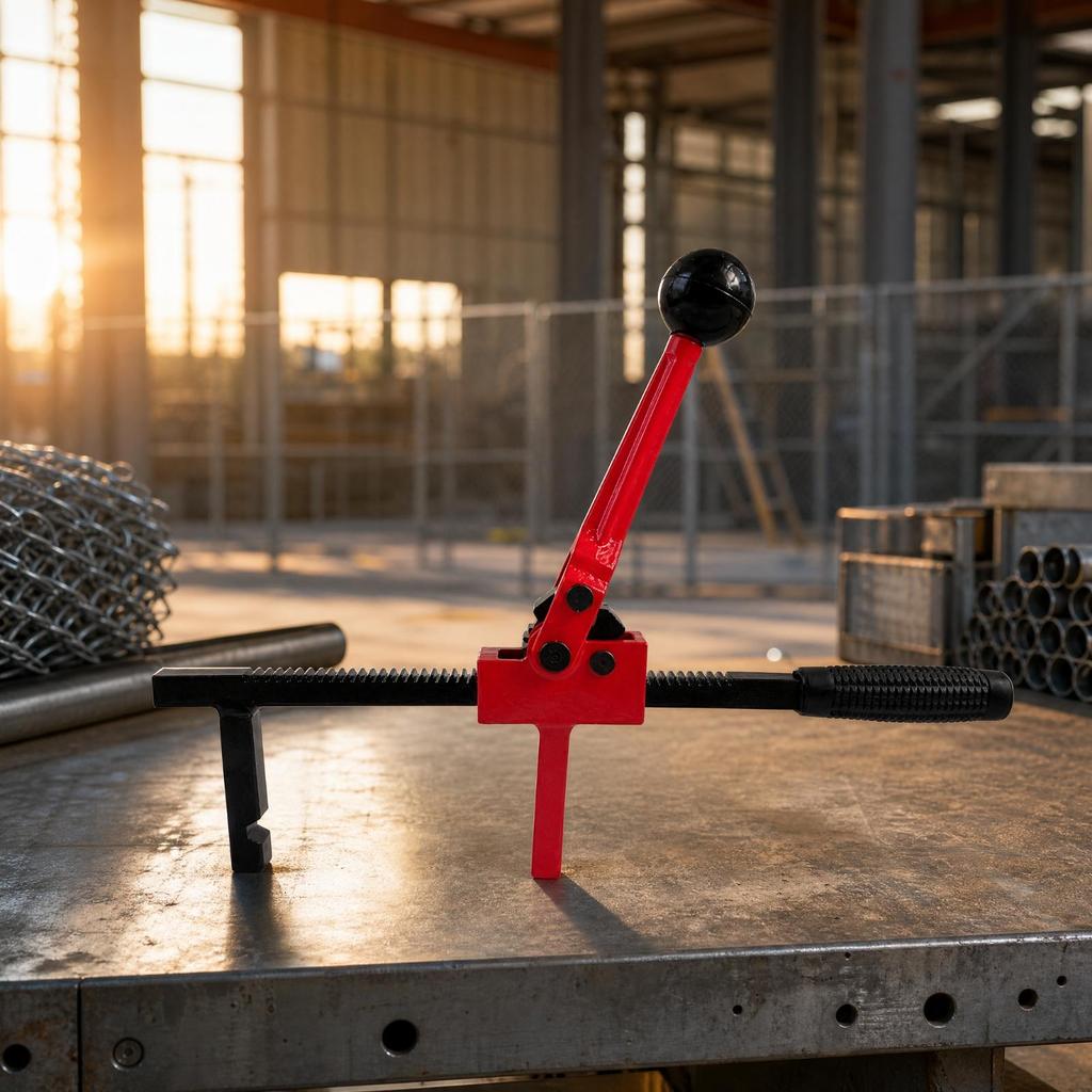 Fence Mesh Tightening Tool with Hooked Jaw Sturdy Toothed Rack Tensioning