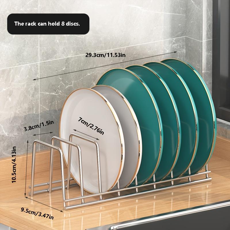 Small Dish Drainer Expandable Kitchen Dish Drying Rack Metal Plate Holder with Drip Tray Cupboard Organizer