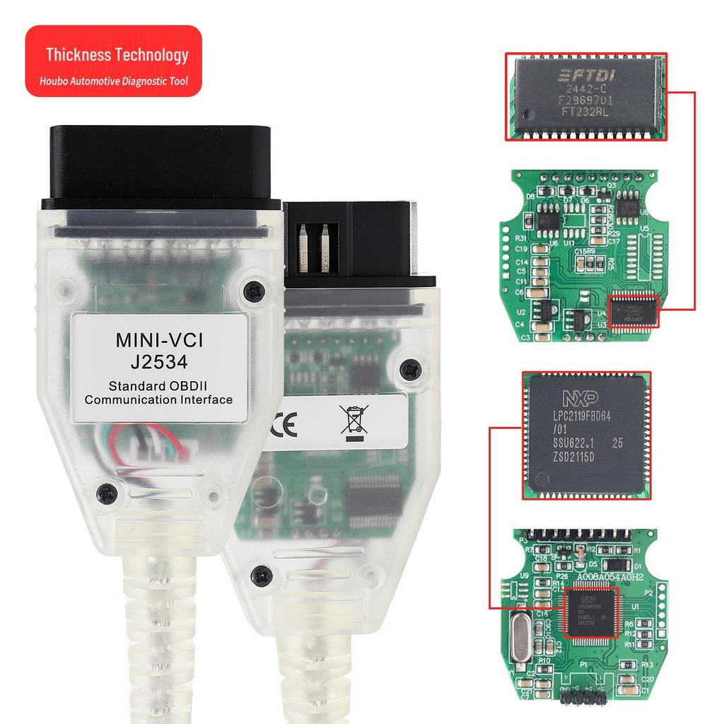 Toyota Araçları için MINI VCI V18.00.008 J2534 Diagnostik Kablosu