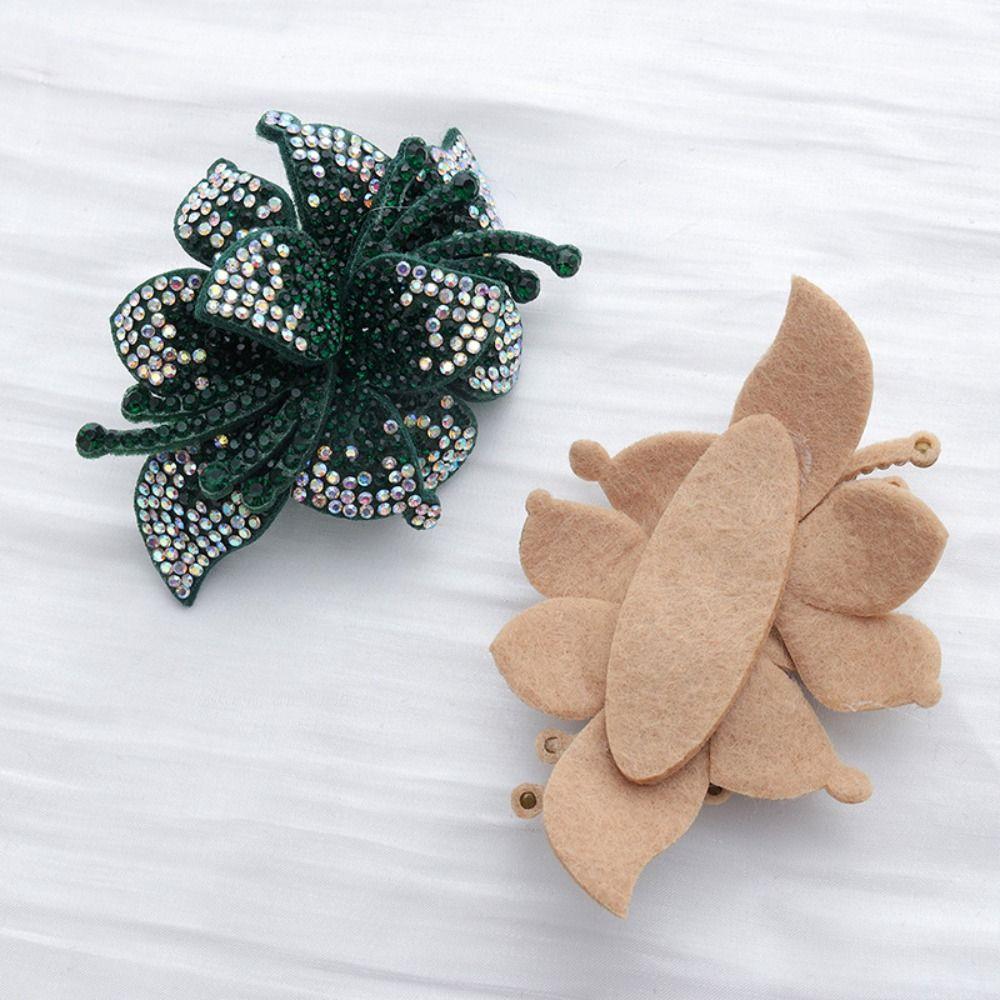 Exquisite Rhinestone Fabric Patch Multi-Color Sparkling Floral Appliqué Shoe Flowers Double Layer Rhinestone Shoe Flowers