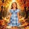 Kids Casual Halloween Printed Sleeve Dress for Party and Holiday