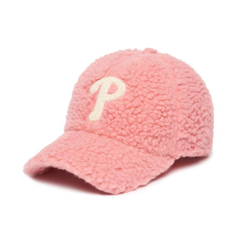 MLB Children's fleece hat Cotton 49 55cm curved eaves dome Pink F3 without packaging rosa
