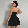 A New Women's Sexy Off-the-neck Backless Cinched-waist A-line Skirt Dress