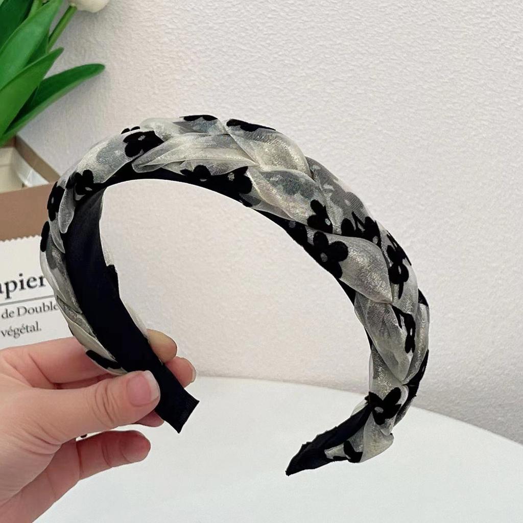 Bentiță împletită răsucită din plasă bentiță elegantă cu flori accesorii de păr la modă pentru femei