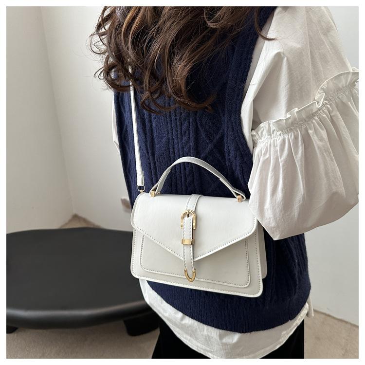 Simple Street Style Faux Leather Shoulder Bag, Adjustable Strap Crossbody Square Purse for Women CLE
