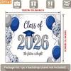 2D Class of 2026 Blue Silver Graduation Photo Booth Background Cloth