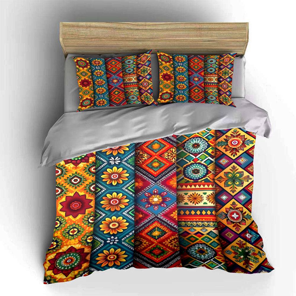 Bohemian Floral Pattern Decorative Set Soft Comfortable Duvet Cover Bedding Set Included 1*Duvet Cover & 2*Pillowcases, Gift
