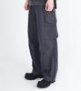 Beoteunseoul Washed Drawstring Banding Side Pocket Cargo Curved Cotton Pants (Gray)