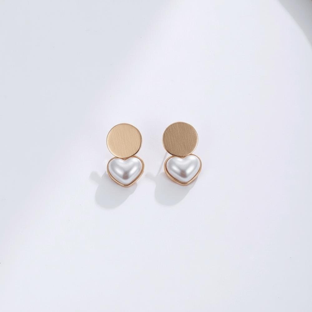 Elegant Imitation Pearl Earrings Circular Earrings Necklace Set New Heart Shaped Jewelry Set Daily