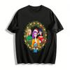 Christmas Theme Besties & Cat Print Sweatshirt Festive Gathering Long Sleeve Top Pure Cotton T-shirt