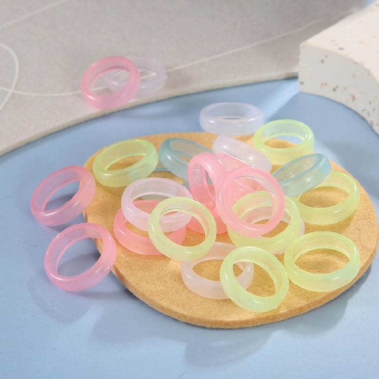 10 Pcs Candy Color Resin Ring Fashion Stackable Rings Y2K Luminous Ring Jewelry
