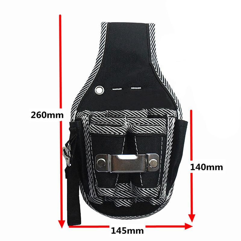 Small Black Oxford Cloth Tool Waist Bag for Woodworking and Electricians