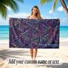 Abstract Geometric Theme Soft Beach Towel Personalized Custom Name Text Towel Portable for Beach Pool Travel