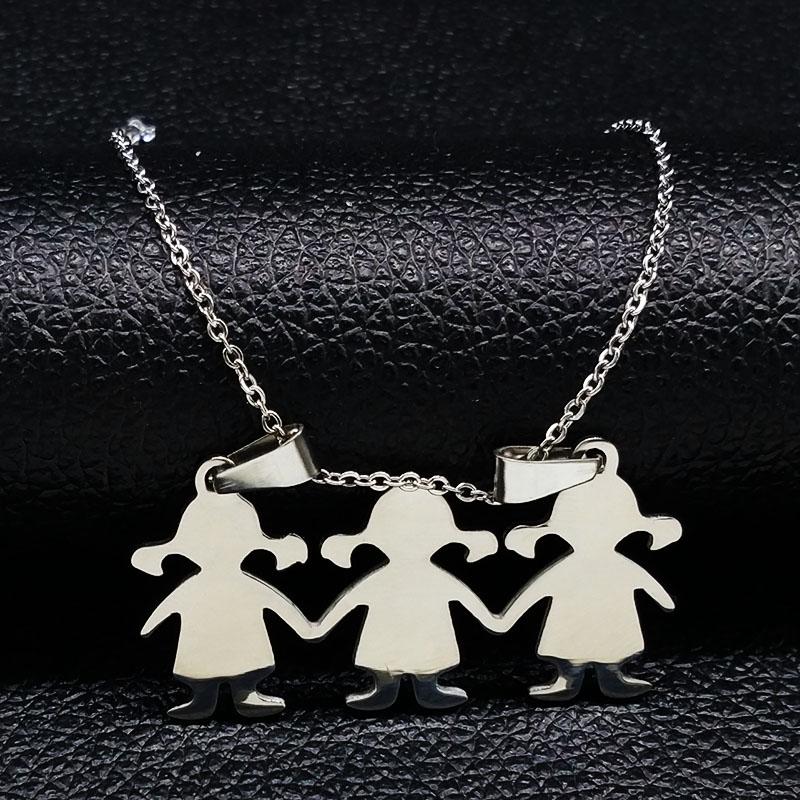 Collane Famiglia Ragazzi Ragazza Acciaio Inossidabile Collana Mama Ciondoli Per Donne Uomini Bambini Gioielli colares feminino masculino N535SR