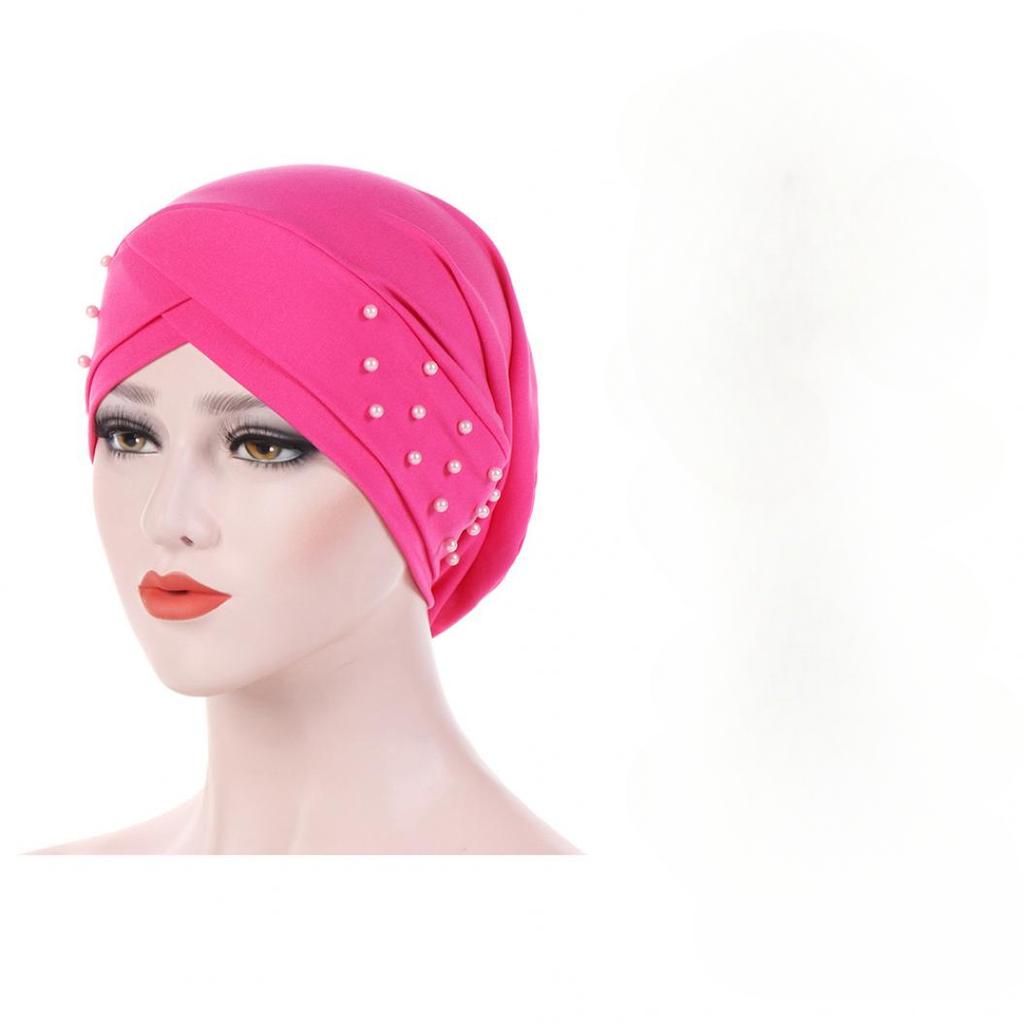 Women Beads Elastic Turban Hat Cancer Chemo Head Wrap EMA
