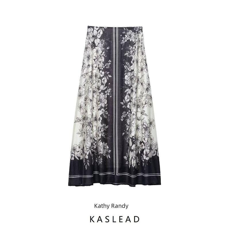 Kaslead New Women Clothes Western Style Fashion Simple and Versatile Fluffy Half Body Long Dress