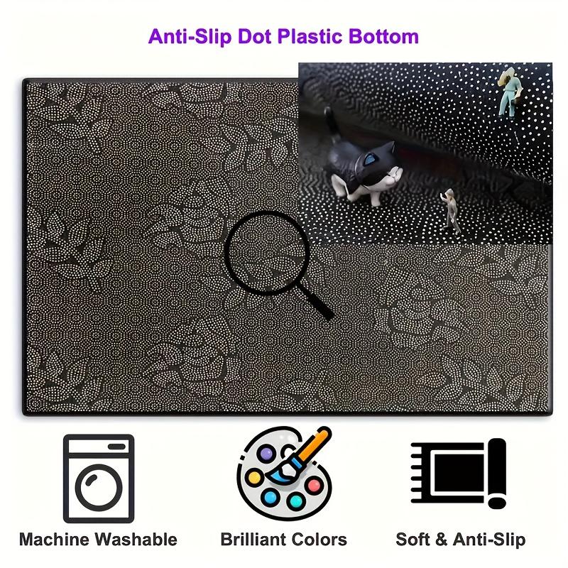 1Pcs Green Leaf Print Semi Circle Welcome Doormat Non-Slip for Outdoor Patio Porch Kitchen Bathroom Entryway Floor Mat