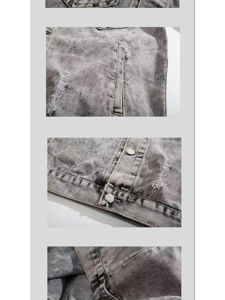 Men's Retro Washed Denim Jacket - 2025 Autumn/Winter Loose Distressed Lapel Workwear