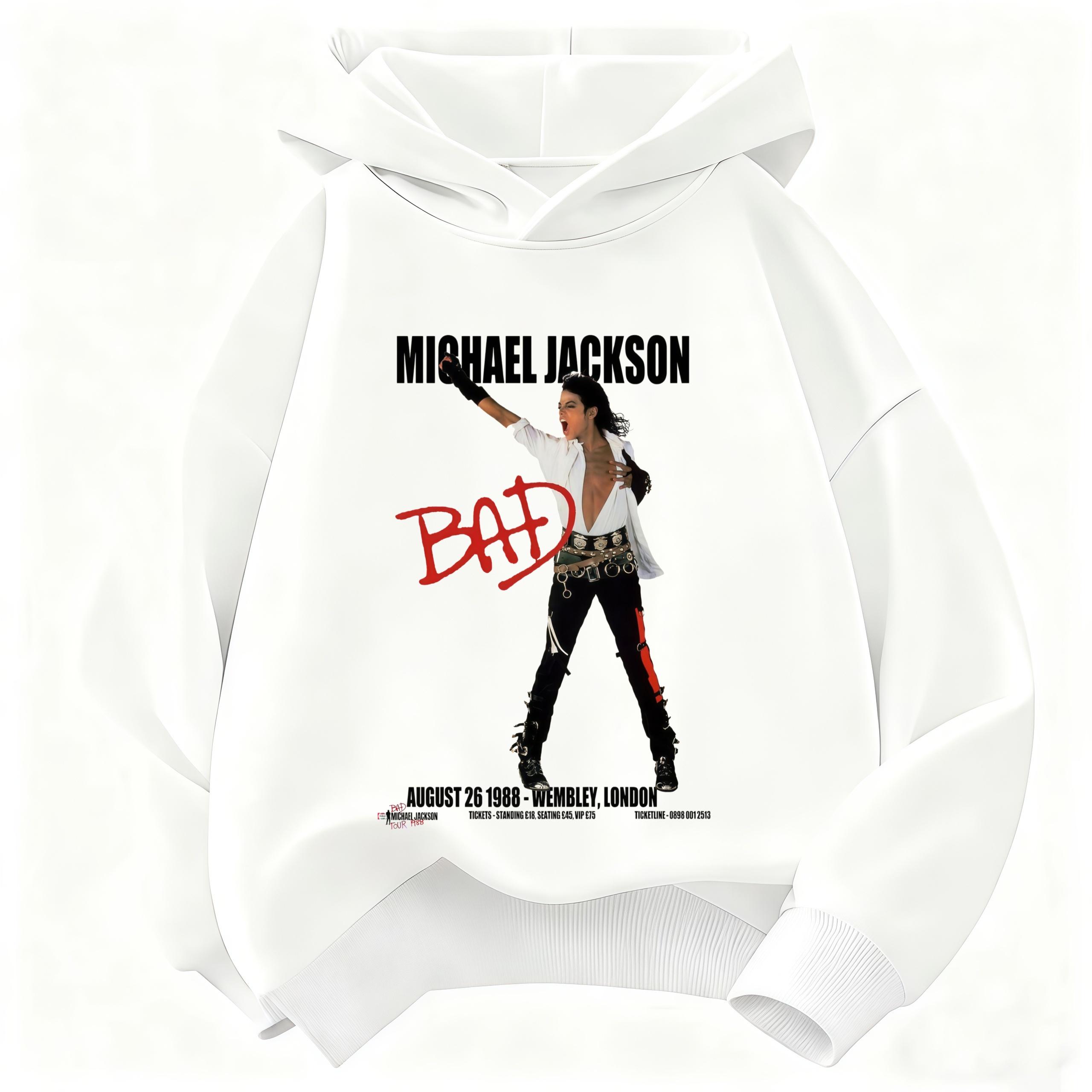 Kinder Kapuzenpullover Michael Jackson BAD Album Charakterdruck Pullover Polyester Kinder Jungen Mädchen Freizeit Mode Hoodie 150 white