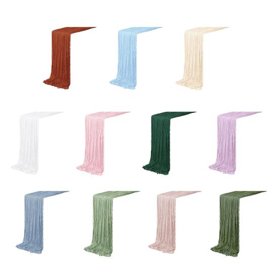 Nordic Pleated Table Runner Textured Gauze Fabric Decorative Tablecloth for Wedding Party Decor Wrinkle Napkins Placemats Elegant Photography Backdrop