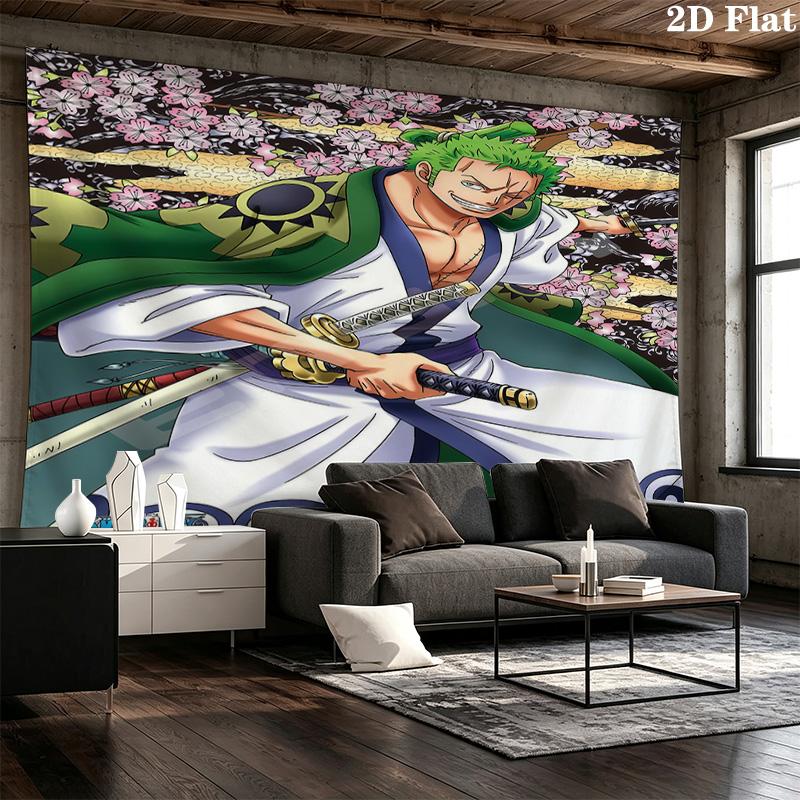 One Piece Roronoa Zoro Wall Tapestry Aesthetic Wall Hanging Printed Fabric Blanket Decorative Tapestries For Bedroom Living Room Home Decor